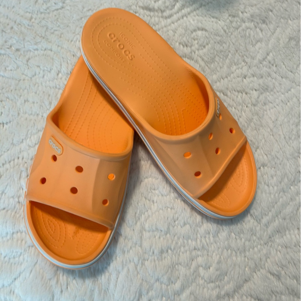 Crocs Bayaband Slide Sandals Orange Slide Sandals Summer Beach Vacation Sz 8